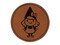 Cute Little Lady Gnome Round Iron-On Engraved Faux Leather Patch Applique - 2.5"